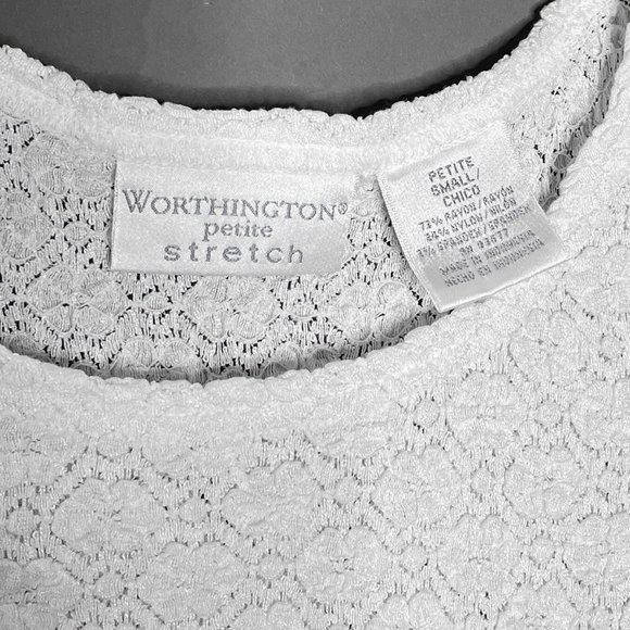 Worthington Petite Stretch White Tank Textured Material Size PS - Picture 6 of 8